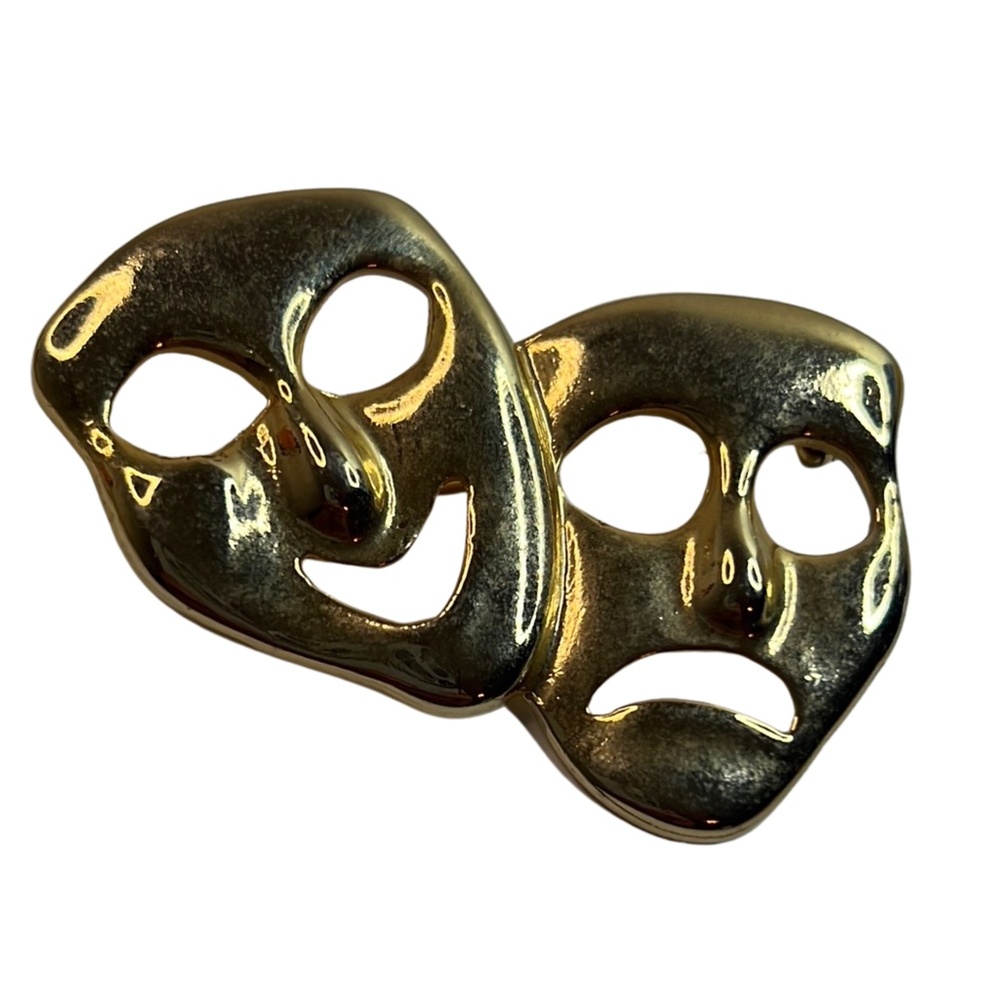 Vintage "COMEDY TRAGEDY MASK" Figural Costume Brooch